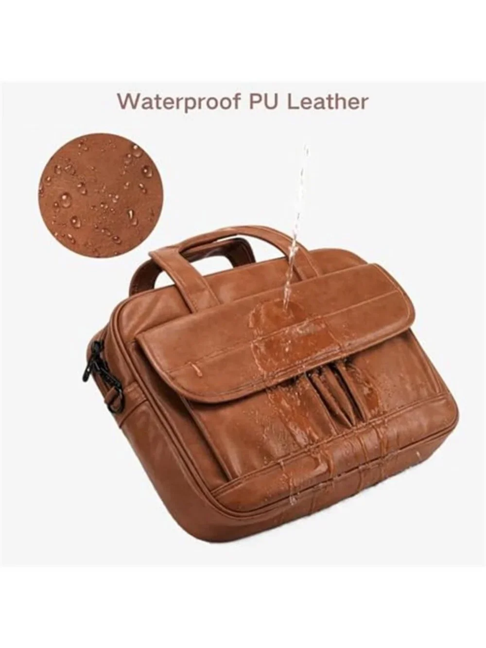 Leather Laptop Bag for Men Women Premium Laptop Briefcase Fits Up to 15.6 Inches